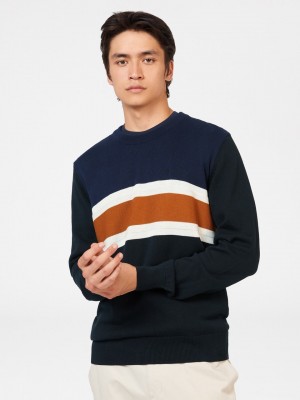 πλεκτά Ben Sherman Chest Stripe Crewneck μαυρα | YXP-502817