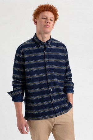 πουκαμισα Ben Sherman Dalston Blues Long Sleeve Indigo Stripe μπλε σκουρο | BMU-864729