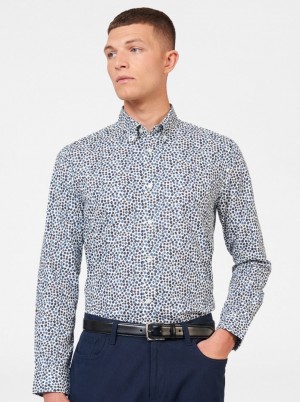 πουκαμισα Ben Sherman Ditsy Floral Print Long Sleeve ασπρα | NMS-425817