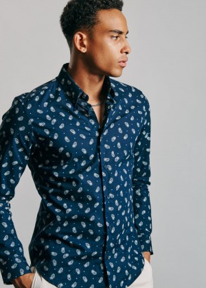 πουκαμισα Ben Sherman Micro Paisley σκουρο μπλε | RMT-485316