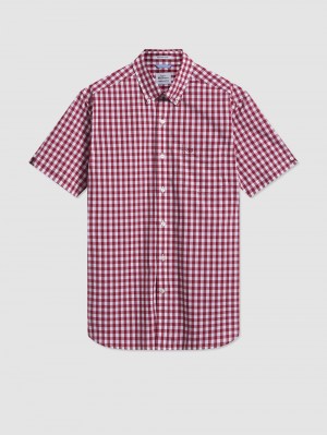 πουκαμισα Ben Sherman Short Sleeve House Poplin Gingham μπορντο | HTM-892374