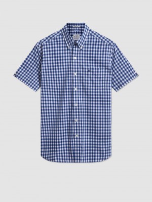 πουκαμισα Ben Sherman Short Sleeve House Poplin Gingham σκουρο μπλε Ελιά | KJP-460719