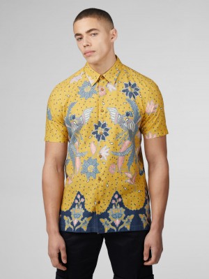 πουκαμισα Ben Sherman Signature Abstract Botanical Print κίτρινα | OSU-412650