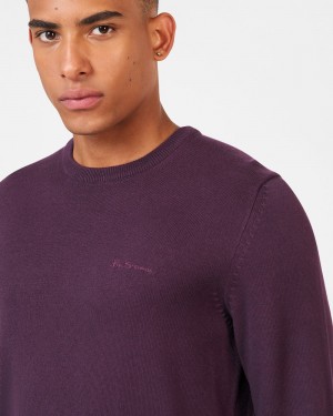 πλεκτά Ben Sherman Signature Crewneck μωβ | QFG-086235