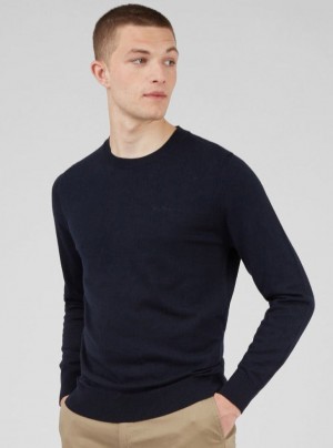 πλεκτά Ben Sherman Signature Crewneck σκουρο μπλε | XUZ-318462