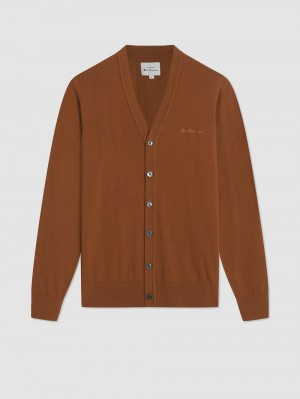 πλεκτά Ben Sherman Signature Merino Cardigan καφε | JPV-027694