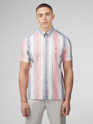 πουκαμισα Ben Sherman Signature Multicolor Stripe σκούρο ροζ | NDH-298453