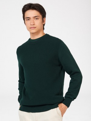 πλεκτά Ben Sherman Textured Crewneck σκούρο πρασινο | ILT-607315