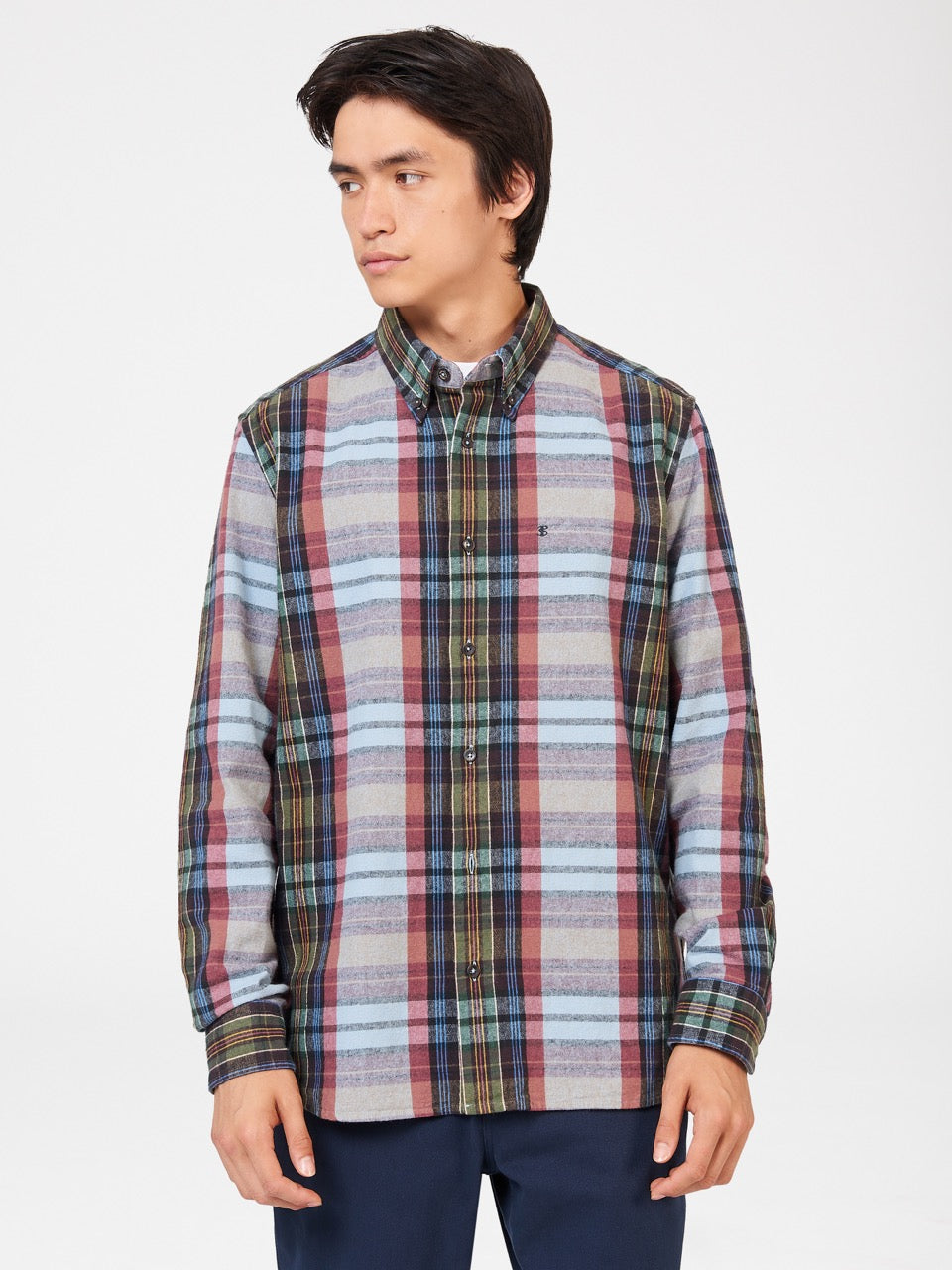 πουκαμισα Ben Sherman Brushed Multicolour Check Oxford μπλε | PIQ-093862