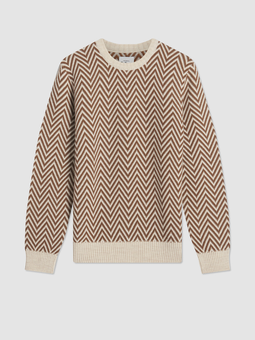 πλεκτά Ben Sherman Chevron Jacquard Crewneck ασπρα | NTX-470568