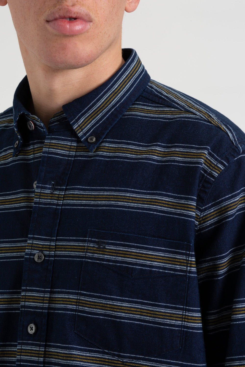 πουκαμισα Ben Sherman Dalston Blues Long Sleeve Indigo Stripe μπλε σκουρο | BMU-864729