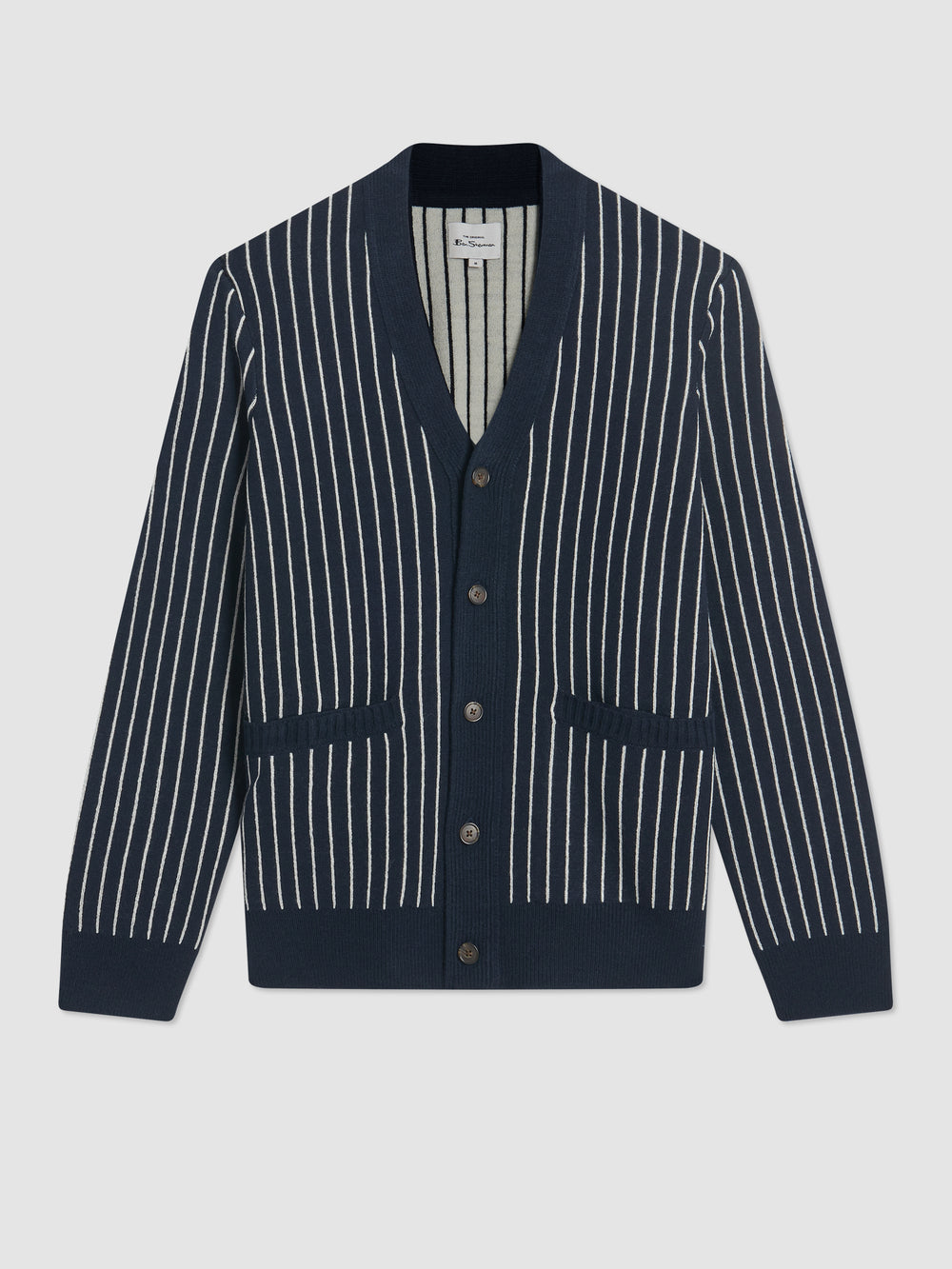 πλεκτά Ben Sherman Jacquard Stripe Cardigan σκουρο μπλε | JPN-357018