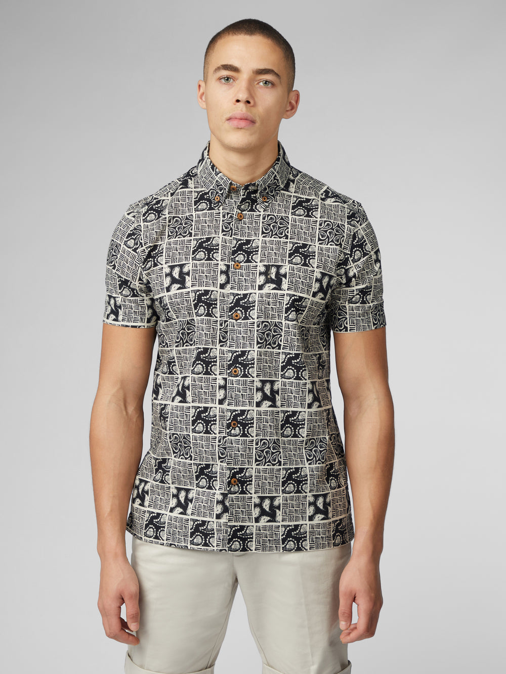 πουκαμισα Ben Sherman Signature Checkerboard Paisley Print μαυρα | JEK-132950