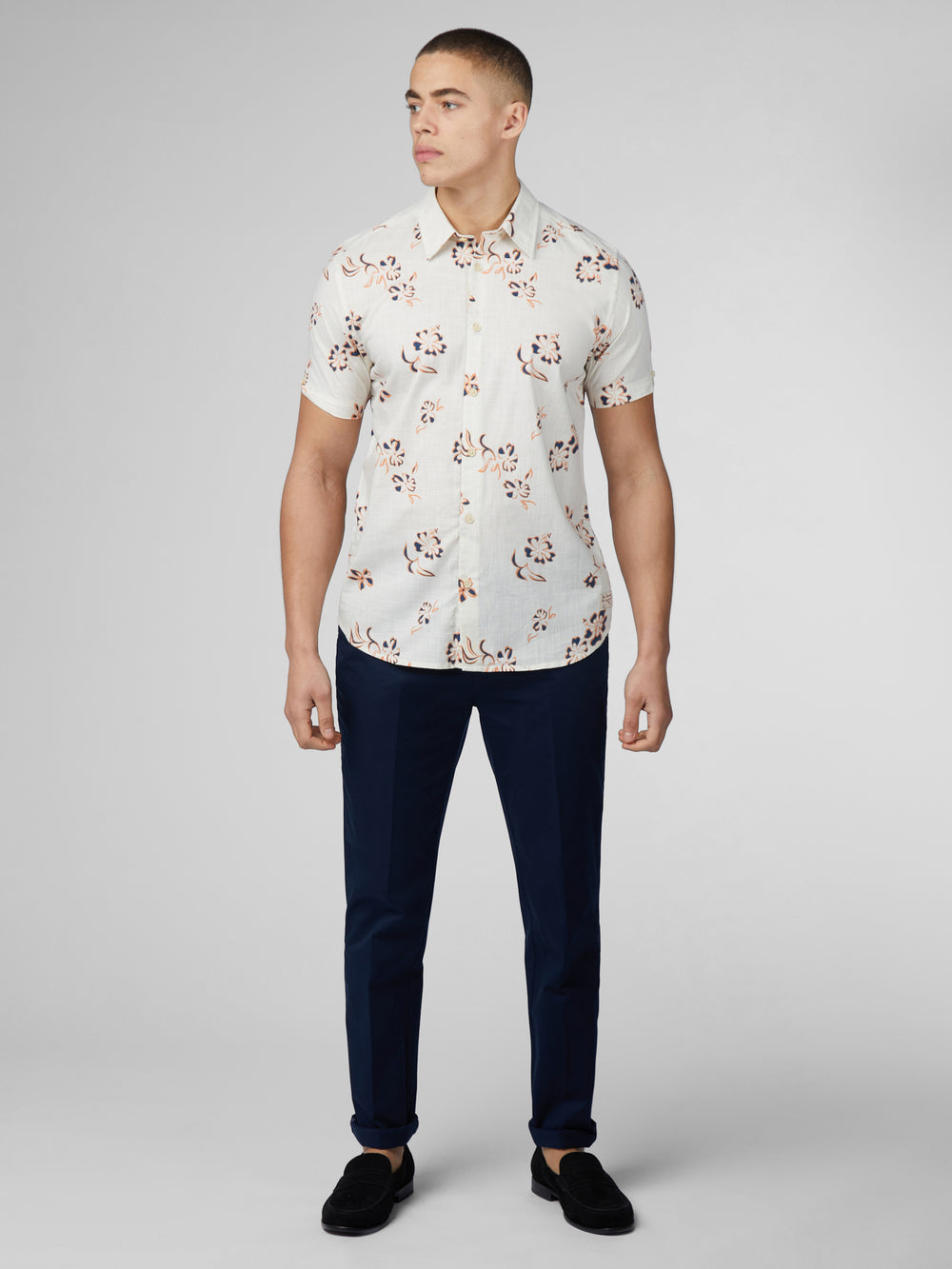 πουκαμισα Ben Sherman Signature Linear Floral ασπρα | CVG-042798