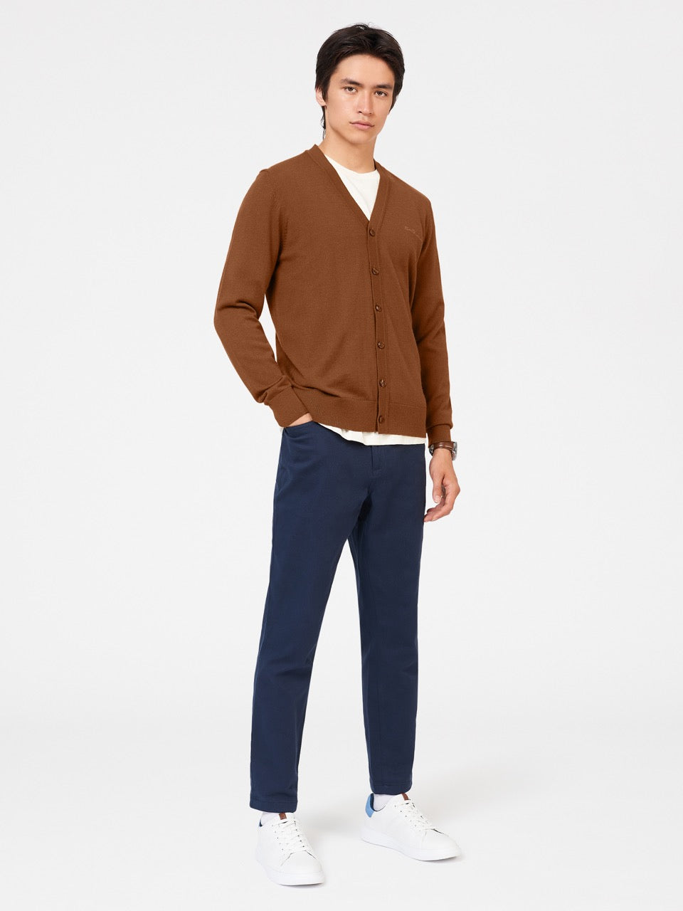 πλεκτά Ben Sherman Signature Merino Cardigan καφε | JPV-027694