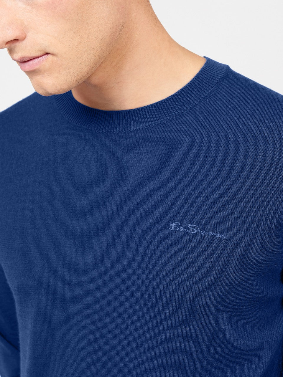 πλεκτά Ben Sherman Signature Merino Crewneck μπλε | YRO-728039