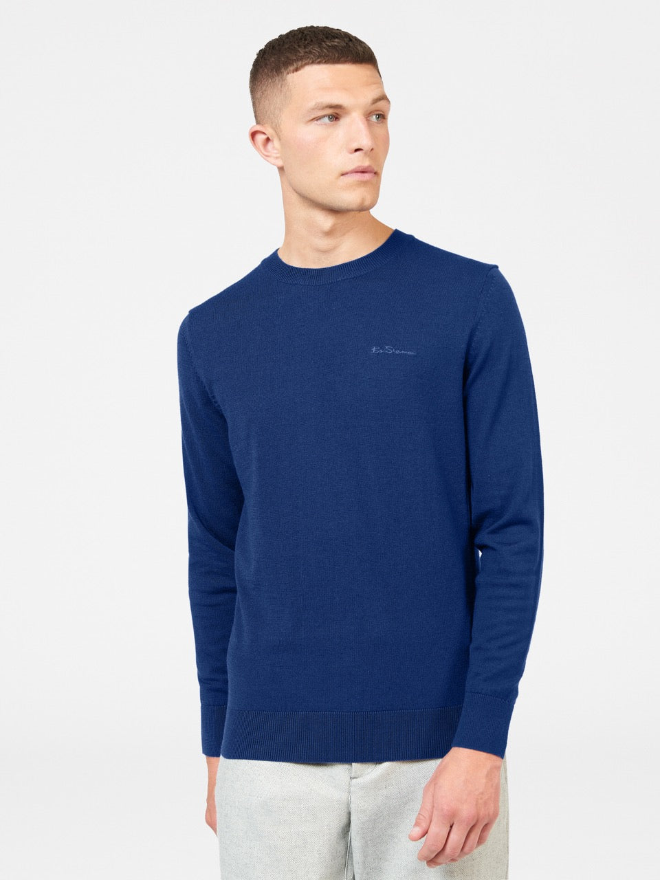 πλεκτά Ben Sherman Signature Merino Crewneck μπλε | YRO-728039