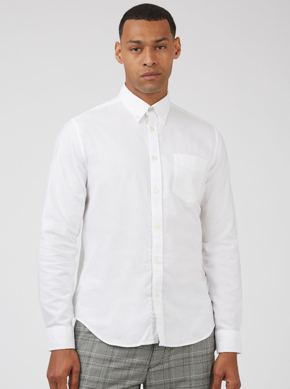 πουκαμισα Ben Sherman Signature Organic Long-Sleeve Oxford ασπρα | VOS-280914