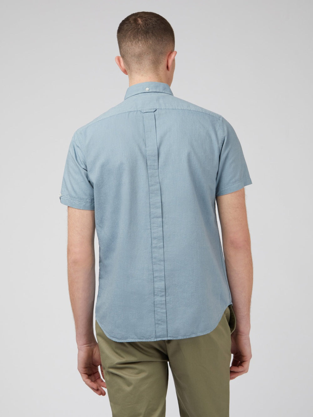 πουκαμισα Ben Sherman Signature Organic Short-Sleeve Oxford Shadow μπλε γκρι | HXI-832954