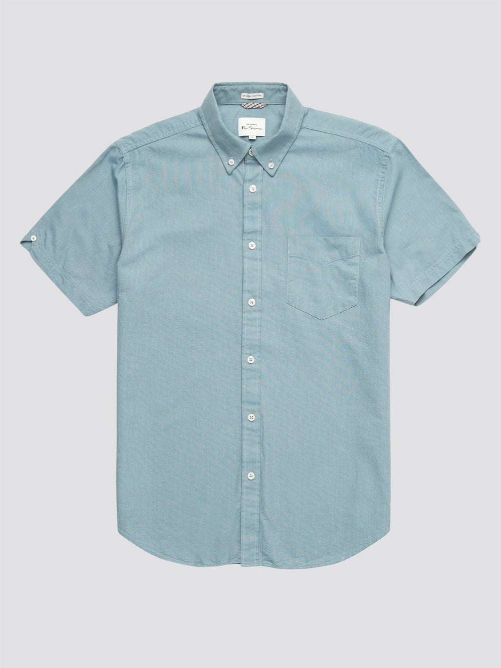 πουκαμισα Ben Sherman Signature Organic Short-Sleeve Oxford Shadow μπλε γκρι | HXI-832954