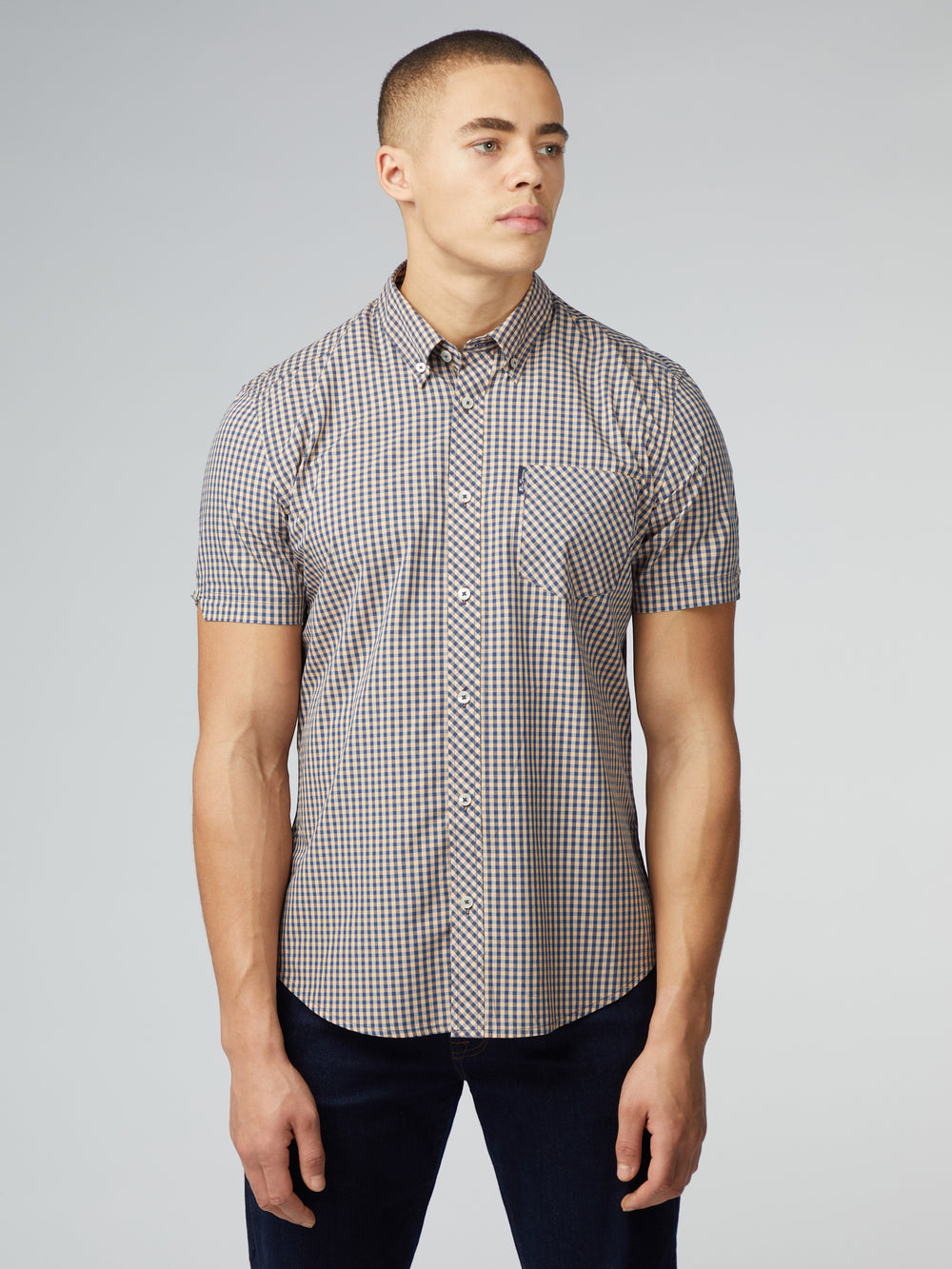 πουκαμισα Ben Sherman Signature Short Sleeve Gingham χαλκός πορτοκαλι | CXO-398725