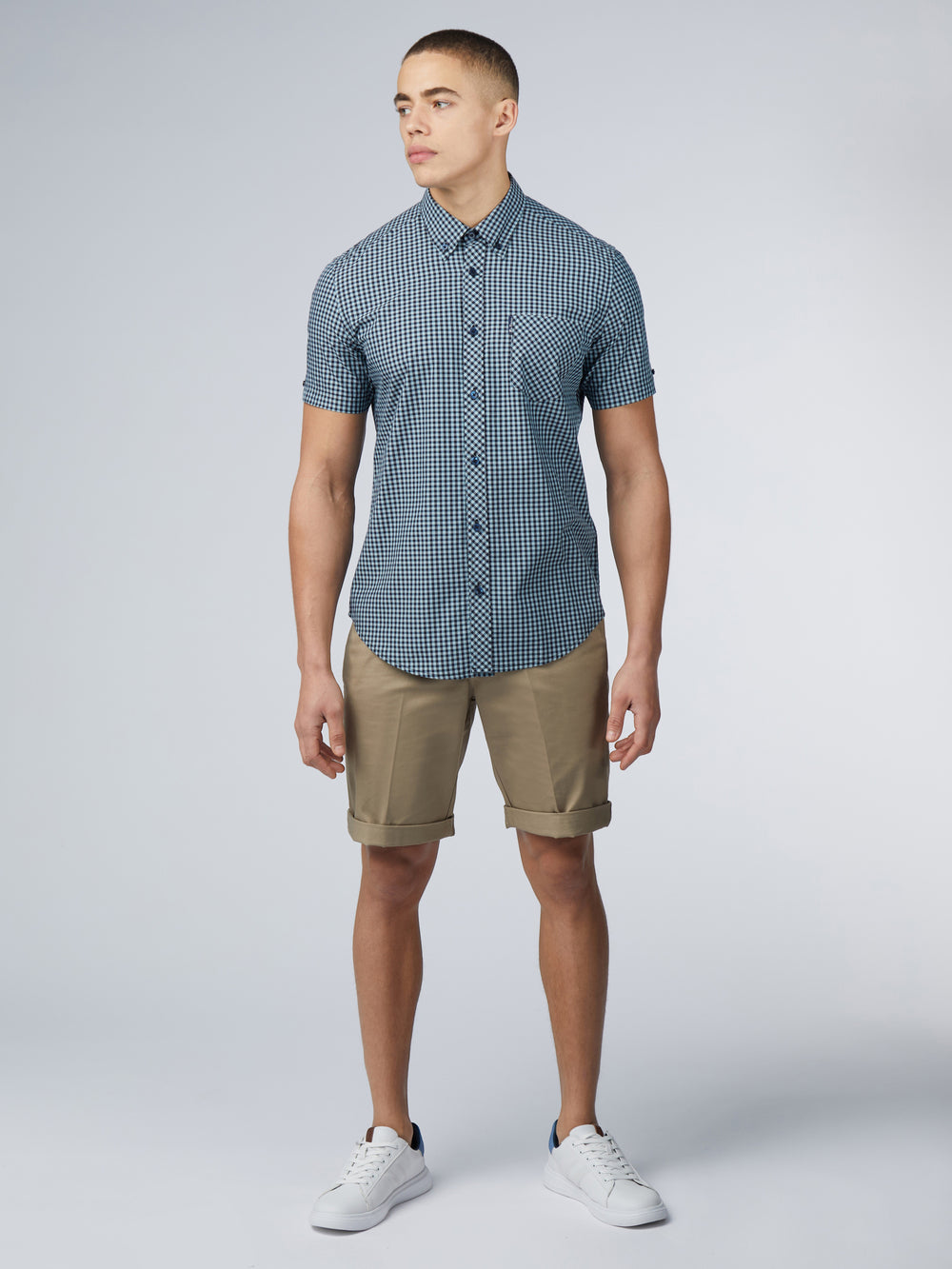 πουκαμισα Ben Sherman Signature Short Sleeve Gingham μπλε | BIC-239165