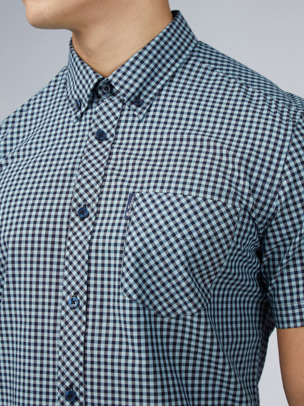 πουκαμισα Ben Sherman Signature Short Sleeve Gingham μπλε | BIC-239165