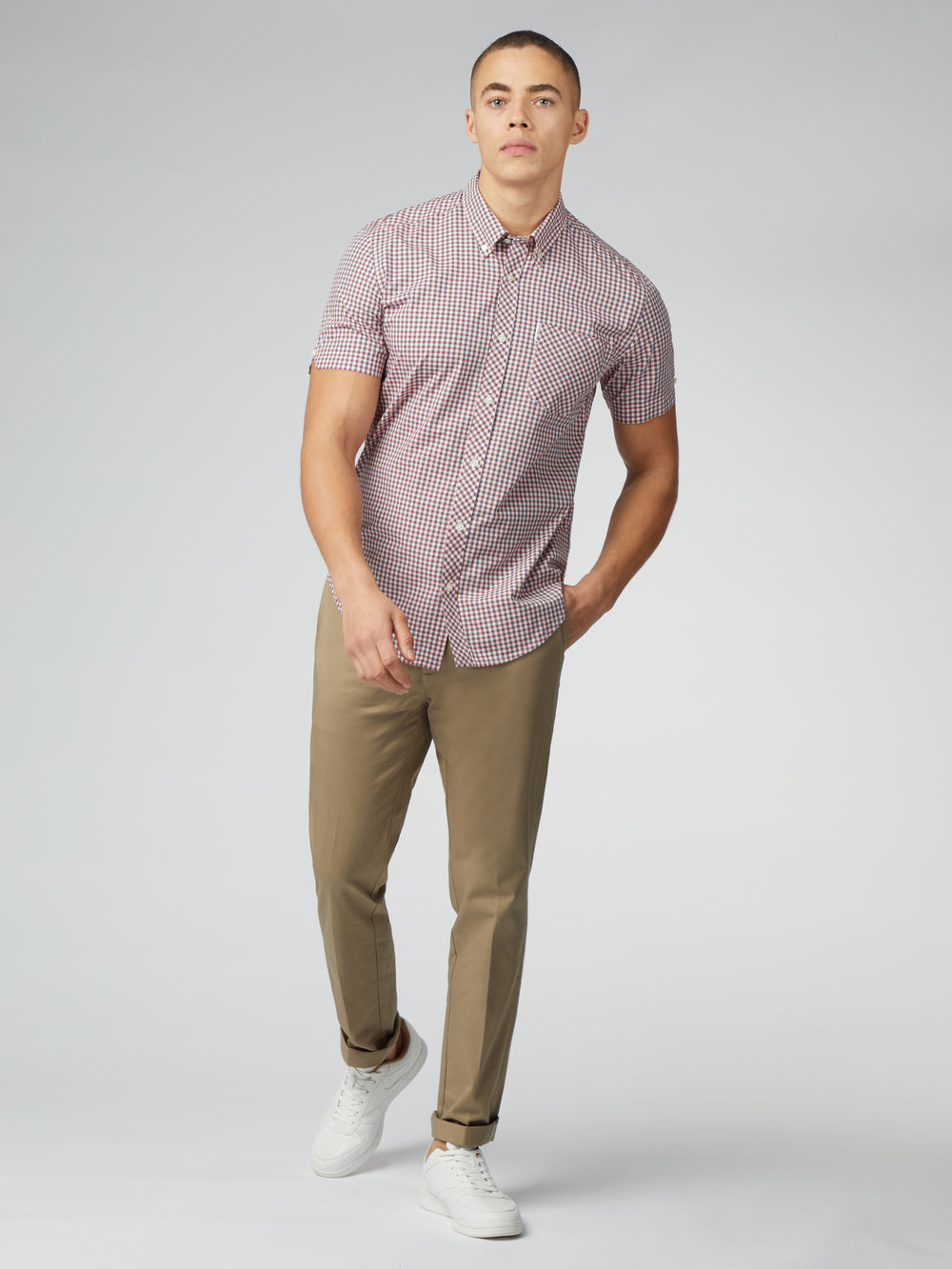 πουκαμισα Ben Sherman Signature Short Sleeve Gingham κοκκινα ασπρα | AIX-760128