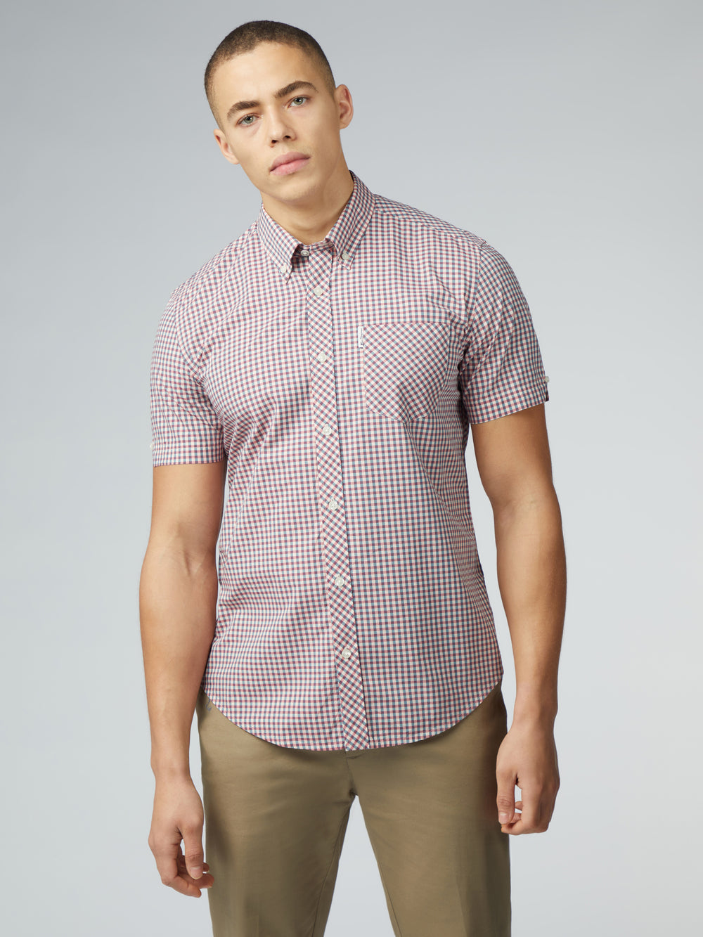 πουκαμισα Ben Sherman Signature Short Sleeve Gingham κοκκινα ασπρα | AIX-760128