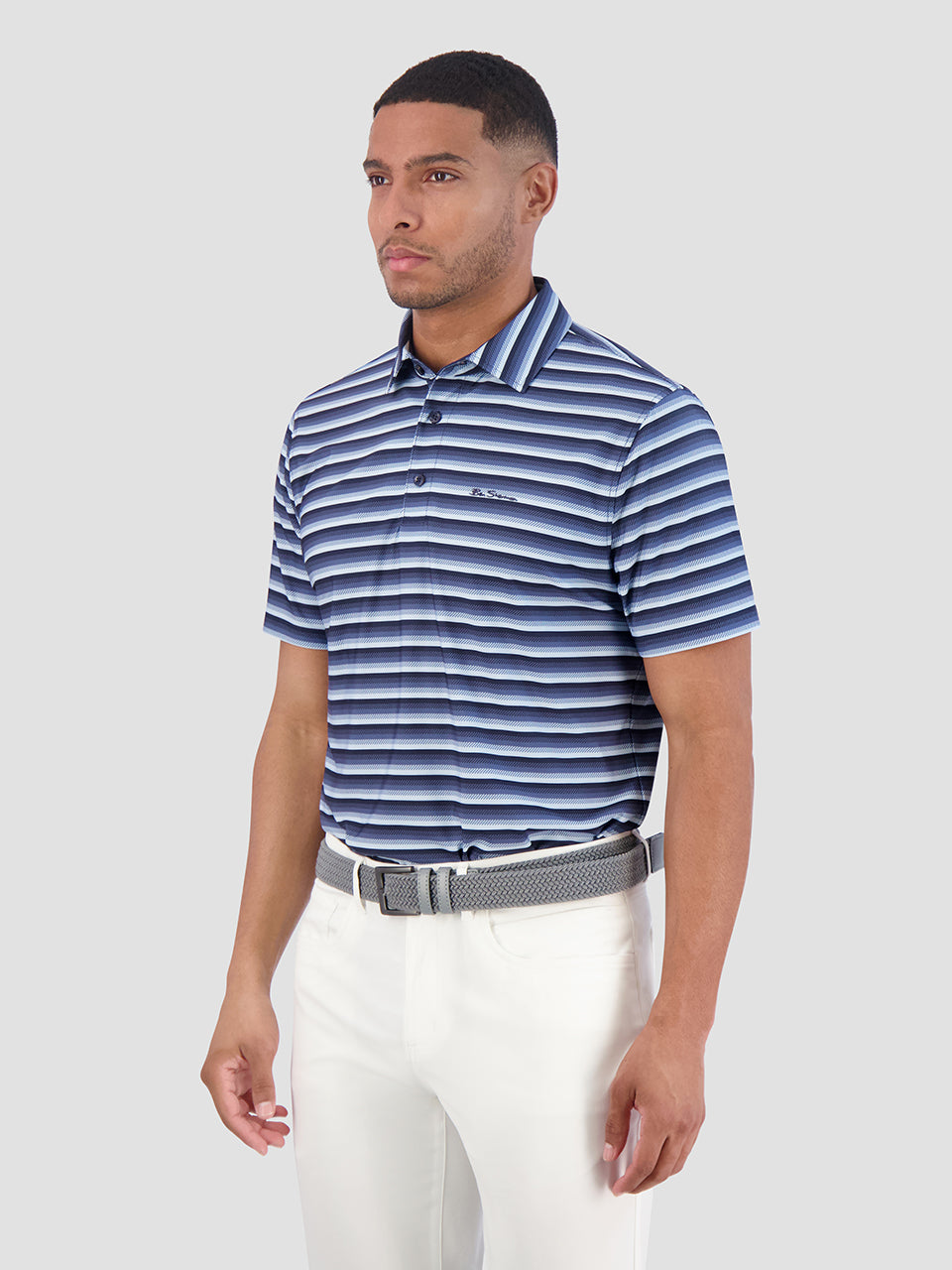 μπλουζακια πολο Ben Sherman Multi Stripe Tech Jersey Sports Fit σκουρο μπλε | RSE-491053