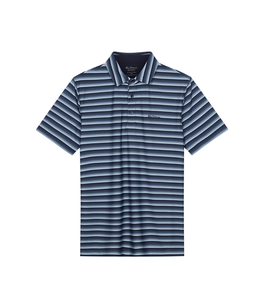 μπλουζακια πολο Ben Sherman Multi Stripe Tech Jersey Sports Fit σκουρο μπλε | RSE-491053