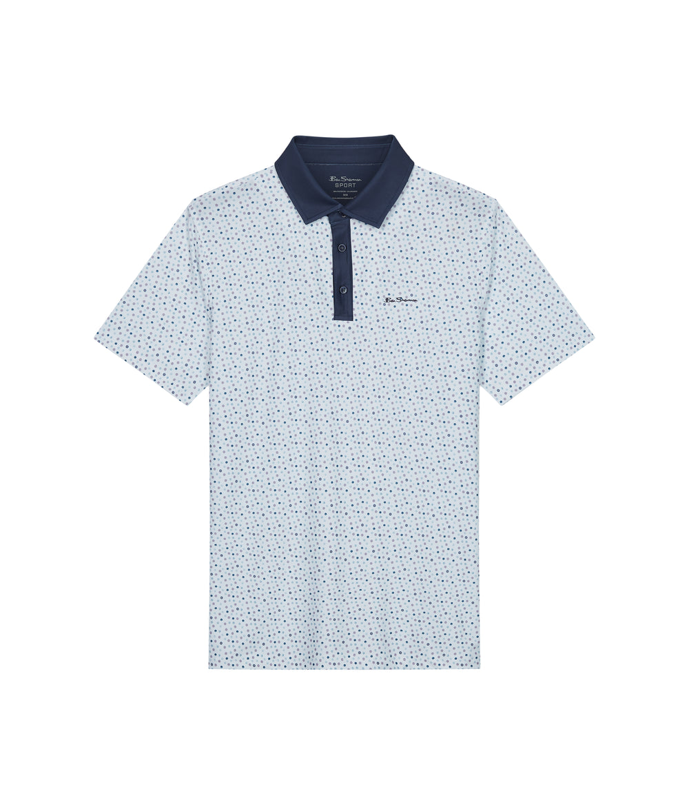 μπλουζακια πολο Ben Sherman Polka Dots Tech Jersey Sports Fit ασπρα | BWS-724185